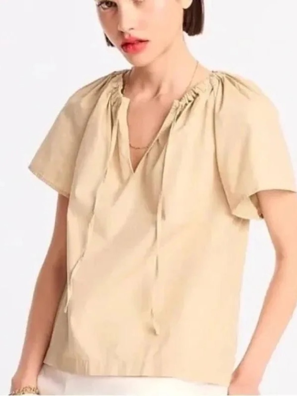 J. Crew Tie-neck Cotton Poplin Top